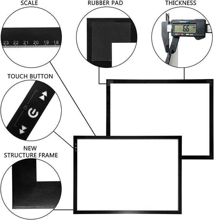HSK A2 LED-Lichtpad Sperren/Entsperren Touch-Dimmer-Knopf Helligkeit 5500 Lux verpackter Adapter 12V