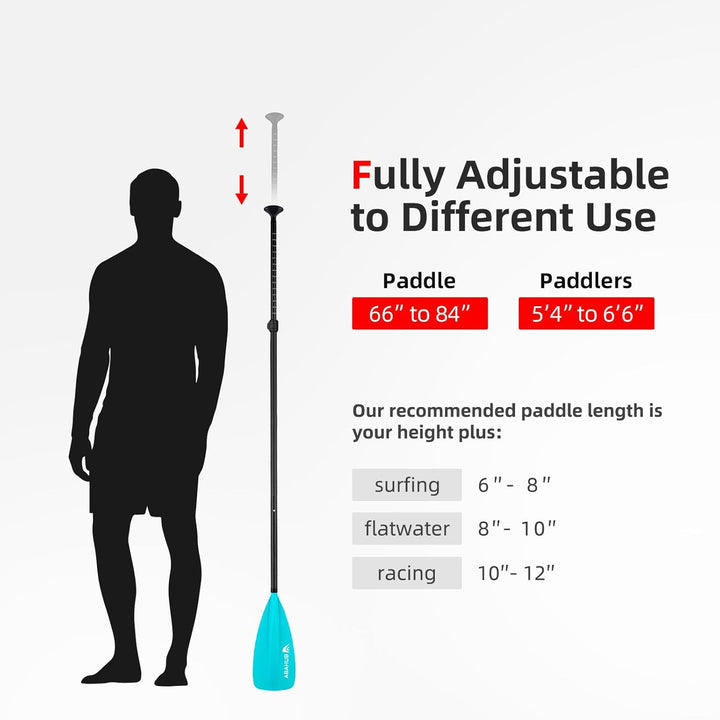 Abahub 4 teilig Carbon SUP Kajak Paddel, 2 in 1 verstellbare Stand up Paddleboard Paddel, leichte Ca
