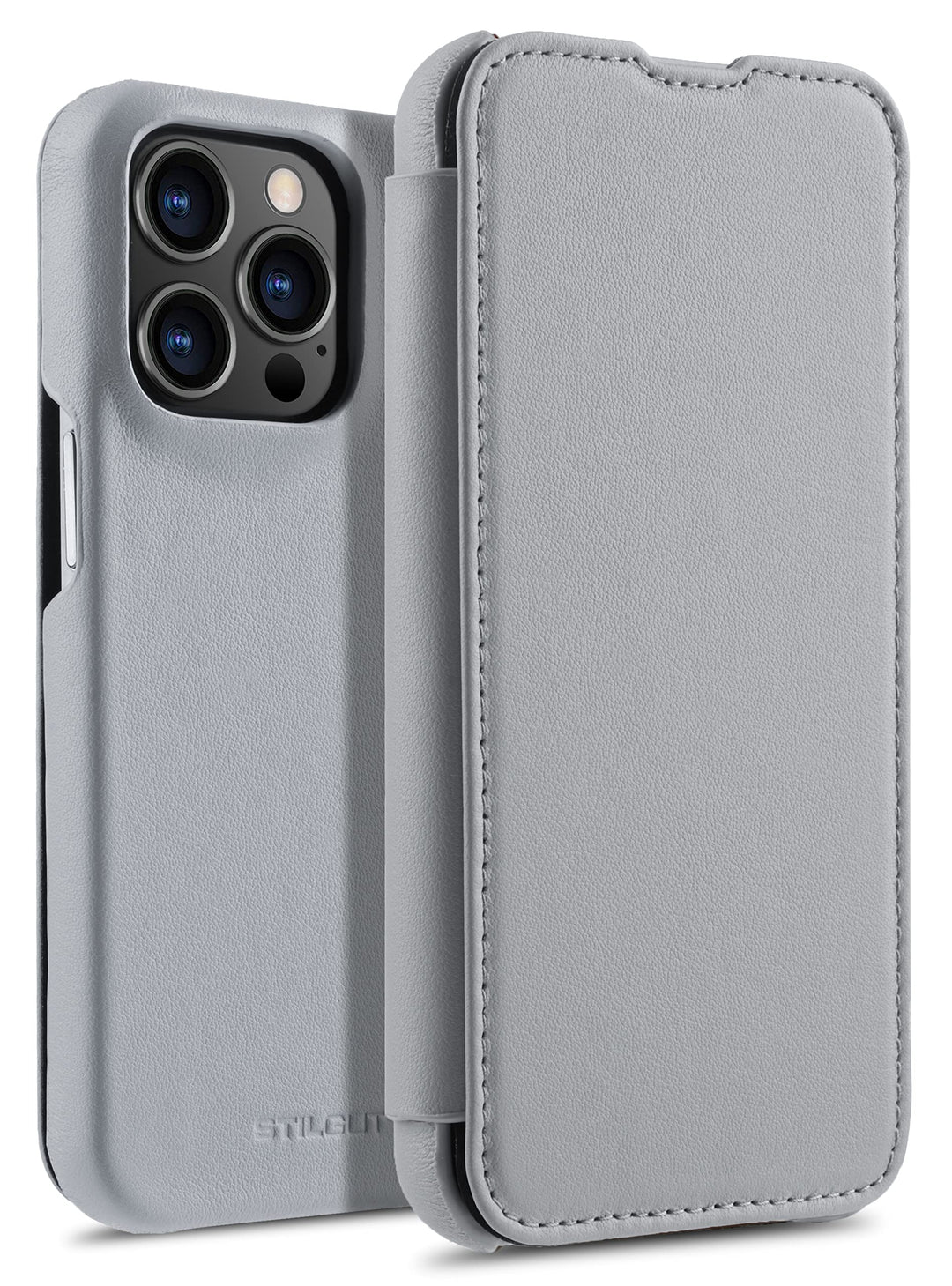 STILGUT Book Case kompatibel mit iPhone 13 Pro Max (6.7“) Hülle aus Leder zum Klappen, Klapphülle, H