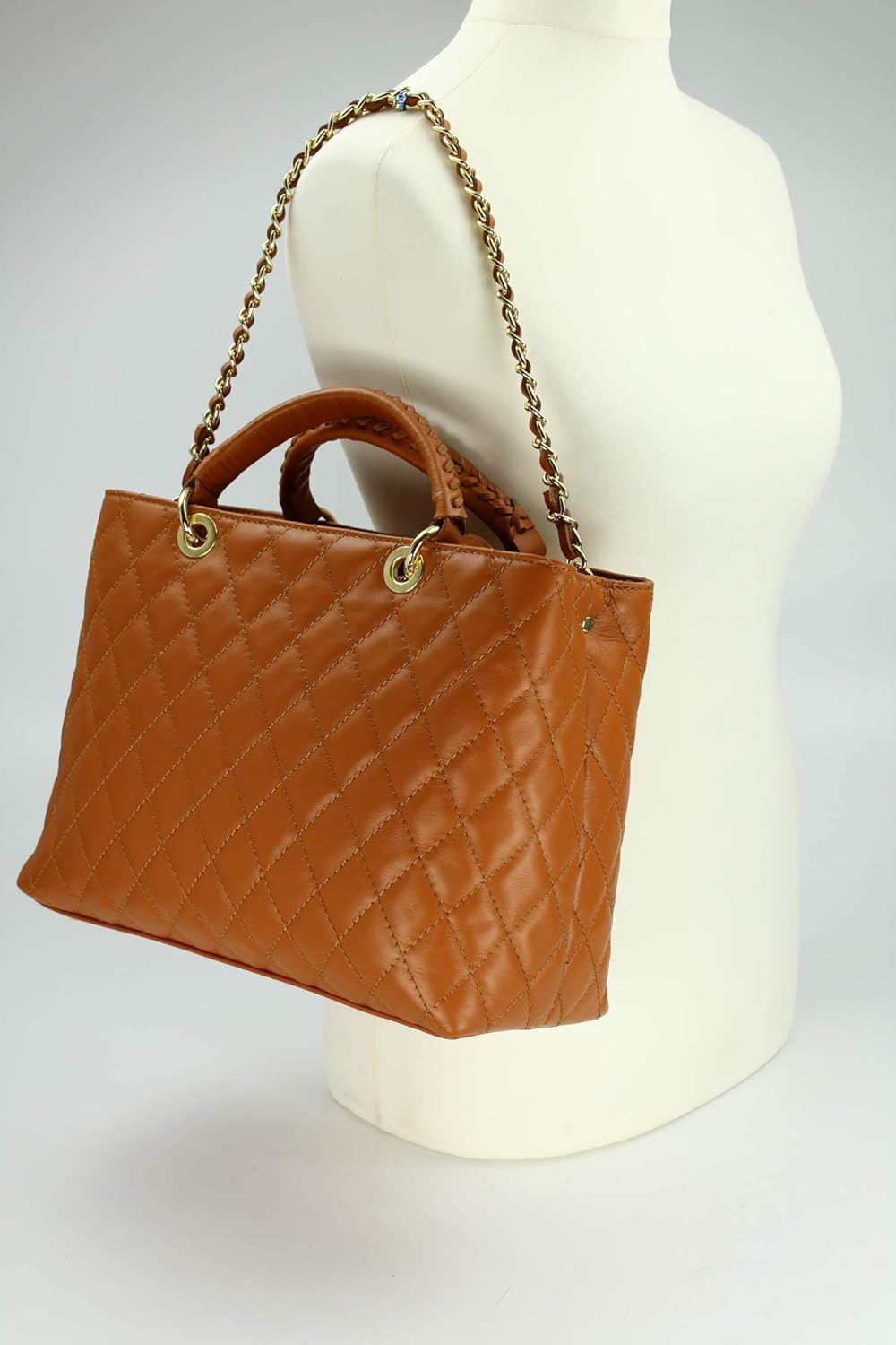 Belli edle italienische Echt Nappa Leder Damentasche Henkeltasche Umhängetasche gesteppt - 34x25x17