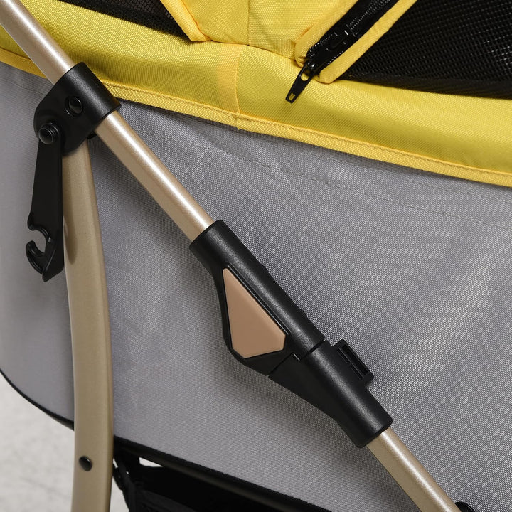 PawHut Hundewagen 2 in 1 Hundebuggy Faltbar klappbar Katzenwagen bis 10kg mit Aufbewahrungskorb, Kis