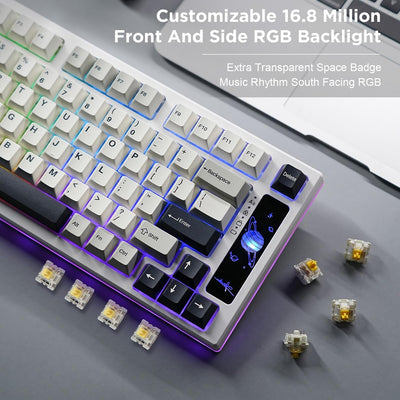 YUNZII YZ75 75% Hot Swappable Wireless Gaming Mechanische Tastatur, RGB-Hintergrundbeleuchtung, BT5.