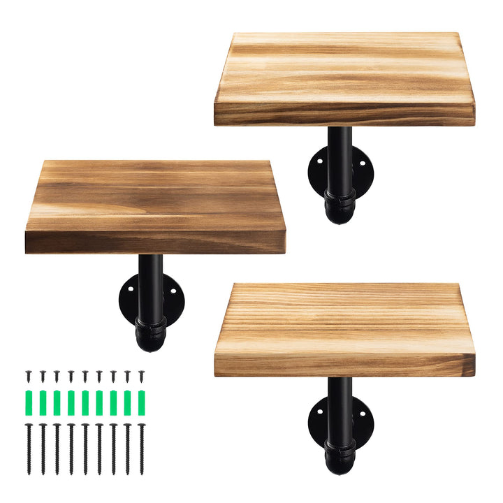 Navaris Wandregal Regal aus Holz und Metall - 3er Set Schweberegal Hängeregal - Ablage für Bilderrah