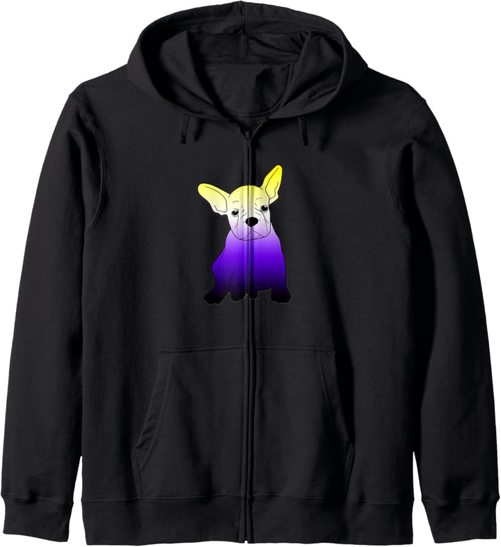Nonbinary Französisch Bulldogge NB Enby Pride Flag Farben Kapuzenjacke