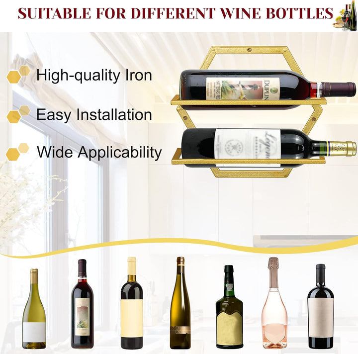 Giyiprpi Metall Wandmontierter Weinhalter Stemware Glass Rack, 2Pcs Hängendes Glas Weinregal Wandbeh