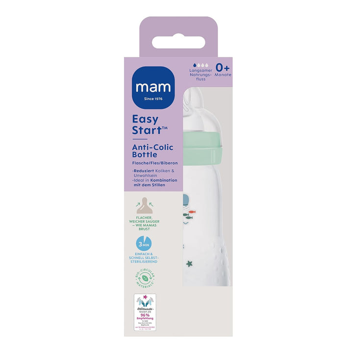 MAM Easy Start Anti-Colic Babyflasche | 0+ Monate | Testsieger | Milchflasche für Neugeborene | 94%