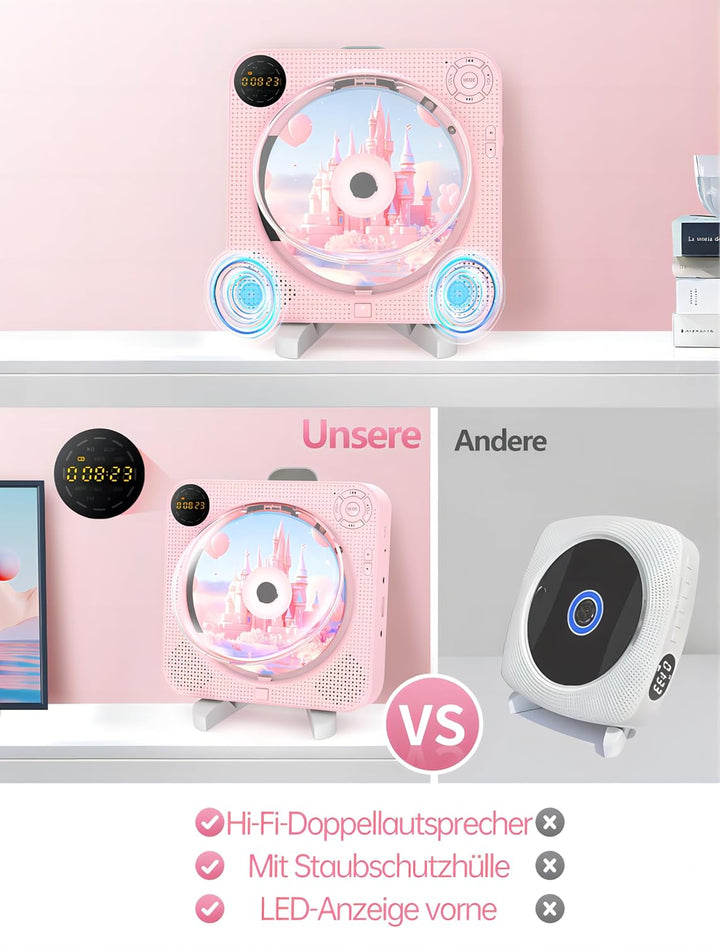 Bluetooth CD Player, Arafuna Tragbare CD Player mit Radio Lautsprecher and Fernbedienung, unterstütz