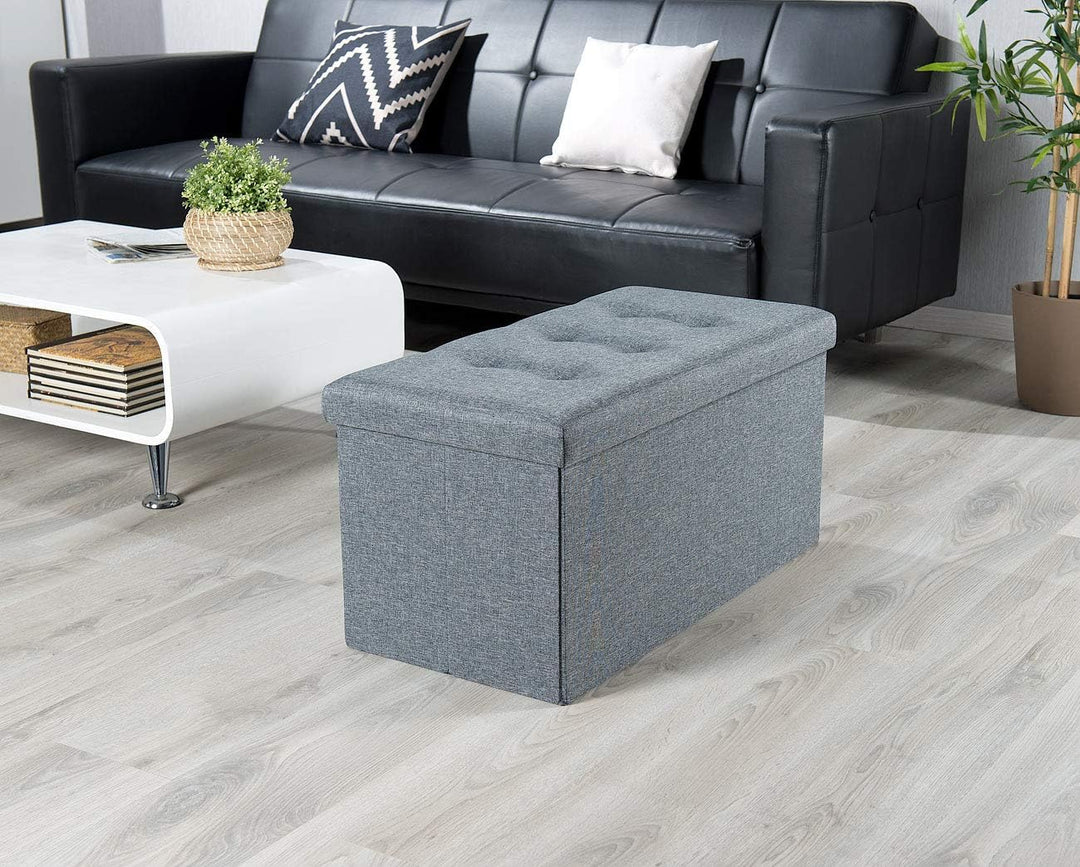 infactory Hocker: 2er-Set Faltbare 2in1-Sitzbänke und -truhen, 80 l, bis 300 kg, grau (Sitz-Hocker,