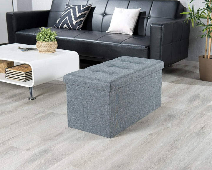 infactory Hocker: 2er-Set Faltbare 2in1-Sitzbänke und -truhen, 80 l, bis 300 kg, grau (Sitz-Hocker,