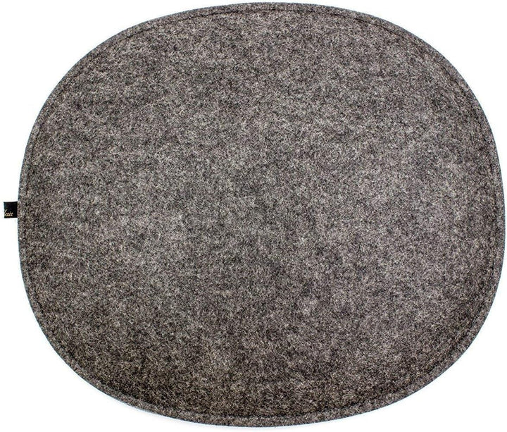 Luxflair Ovale Filz Sitzkissen 6er Set mit Füllung dunkelgrau/Graumeliert, ca. 35,5x31cm, waschbar b