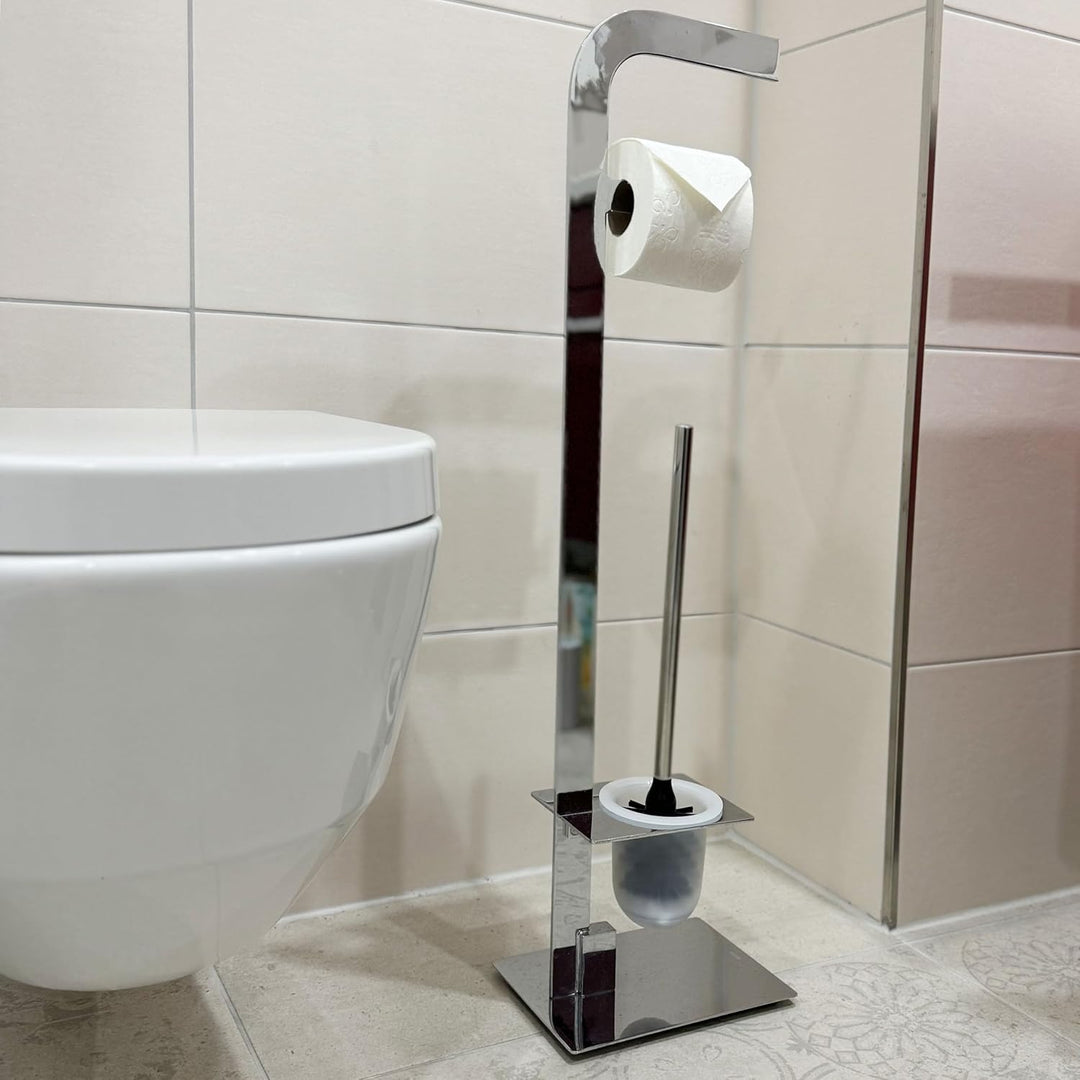 Kela 21991, WC-Bürstentopf und Papierhalterung, Toilettengarnitur, Metall, Canna, 81cm, Verchromt