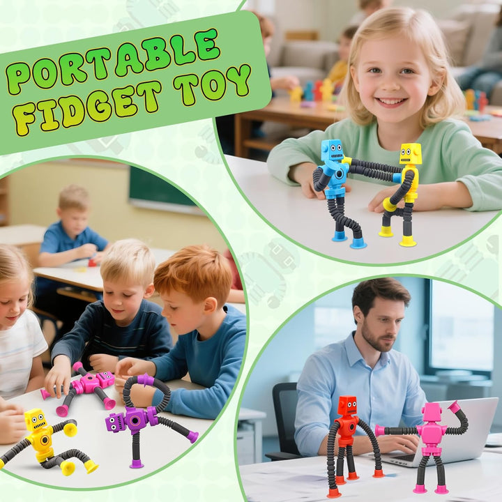 14 PCS Roboter Rohre Saug Fidget Spielzeug, sensorisches Badespielzeug für Kid Baby Kleinkind, teles