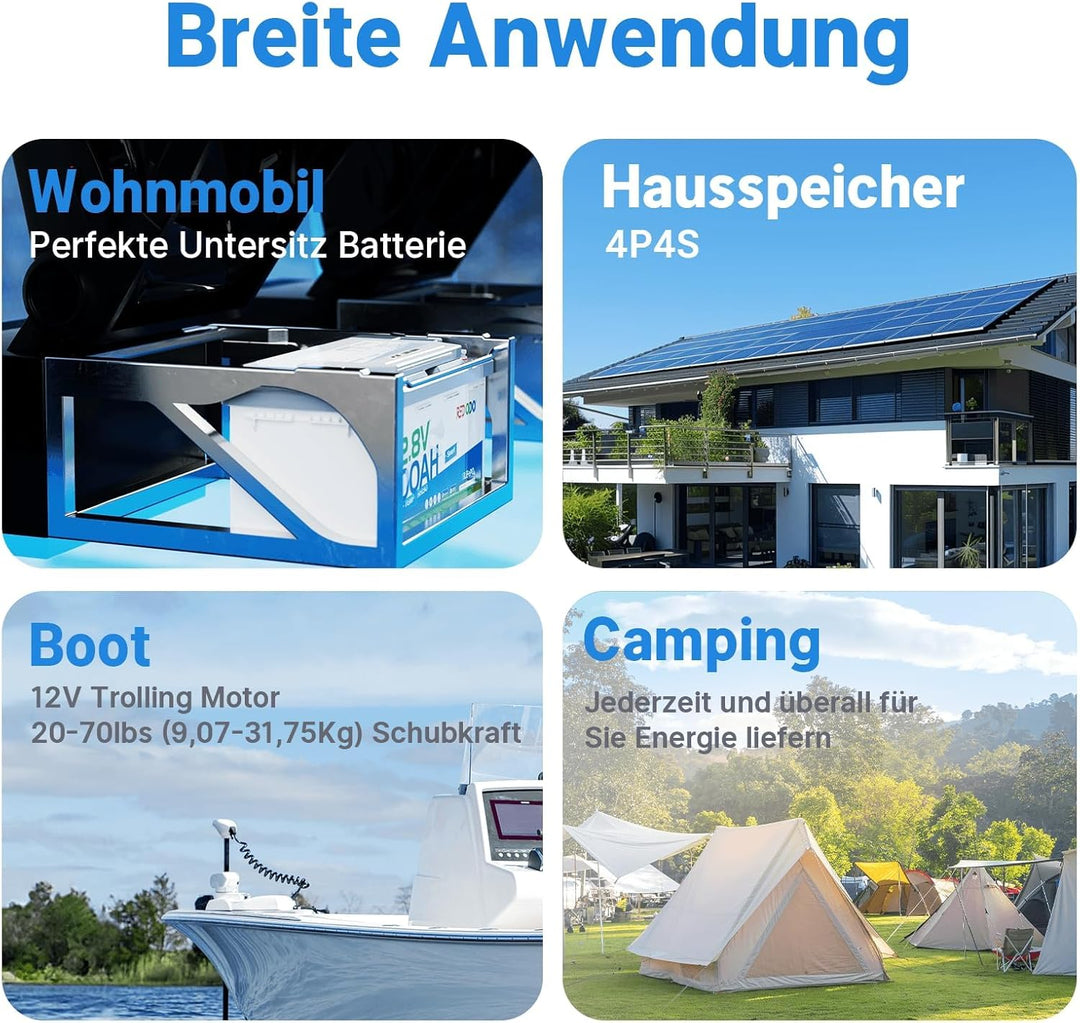 Redodo 12V 100Ah Bluetooth LiFePO4 Batterie, 188mm Höhe Tiefzyklus Lithium Batterie mit Smart BMS 12