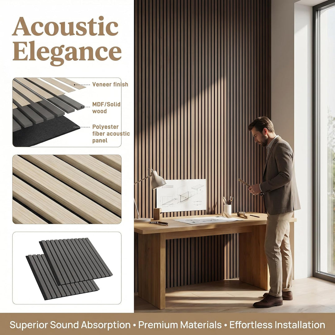 Akustikpaneele Polyester Lamellen Schallschutzplatten 2 Stück 120x60cm 1,44m² Gesamtfläche, Weisseic