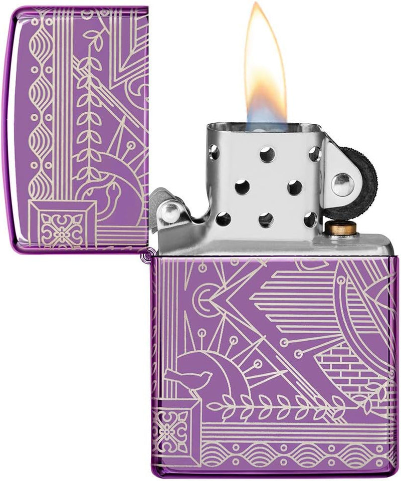 ZIPPO – Sturmfeuerzeug, Hyper Pastiche, 360° Laser Engraved, High Polish Purple, nachfüllbar, in hoc