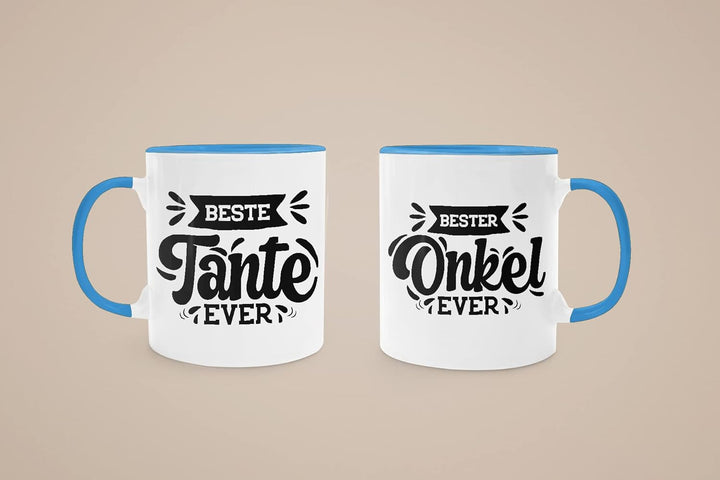 Trendation - Tante und Onkel Geschenk Tasse Set Kaffeetassen Geschenke Weihnachten (Blau), Blau