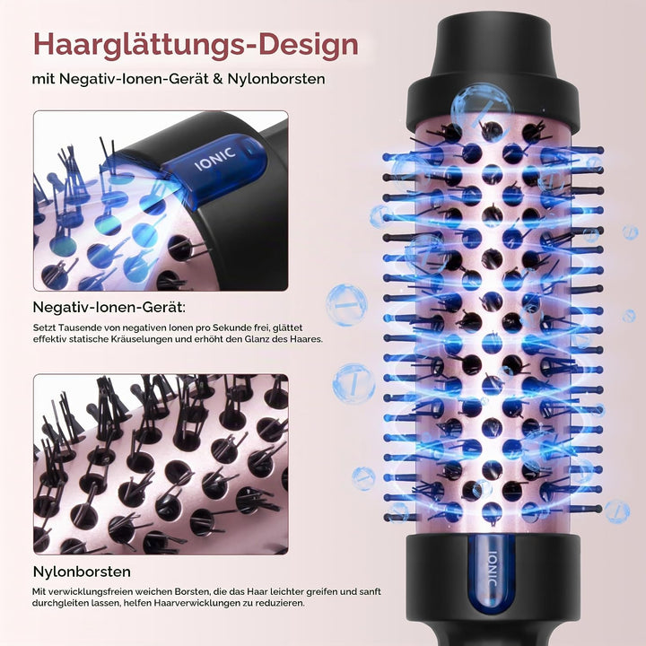 UKLISS Thermal Brush Ionen Keramik Thermobürste 38MM, 130°C-200°C mit 5 Temperaturstufen, Doppel-PTC