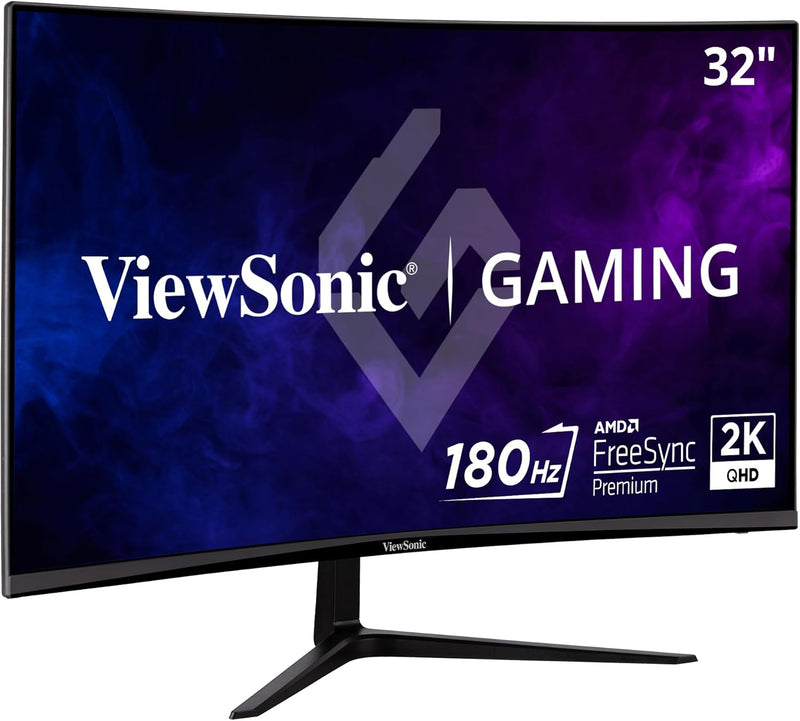 ViewSonic VX3218C-2K 32" QHD VA Curve Frameless Monitor, 165Hz, 1ms MPRT, 2 HDMI, DisplayPort, Speak