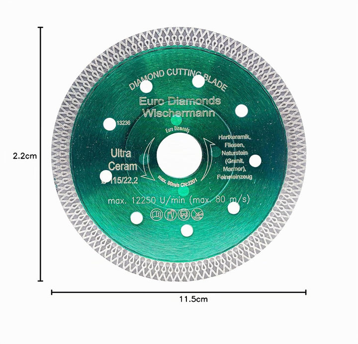 Profi Diamant-Trennscheibe Ceramic Super Ultra von EDW, 115 mm x 22,2mm, Fliesenscheibe/Fliesentrenn