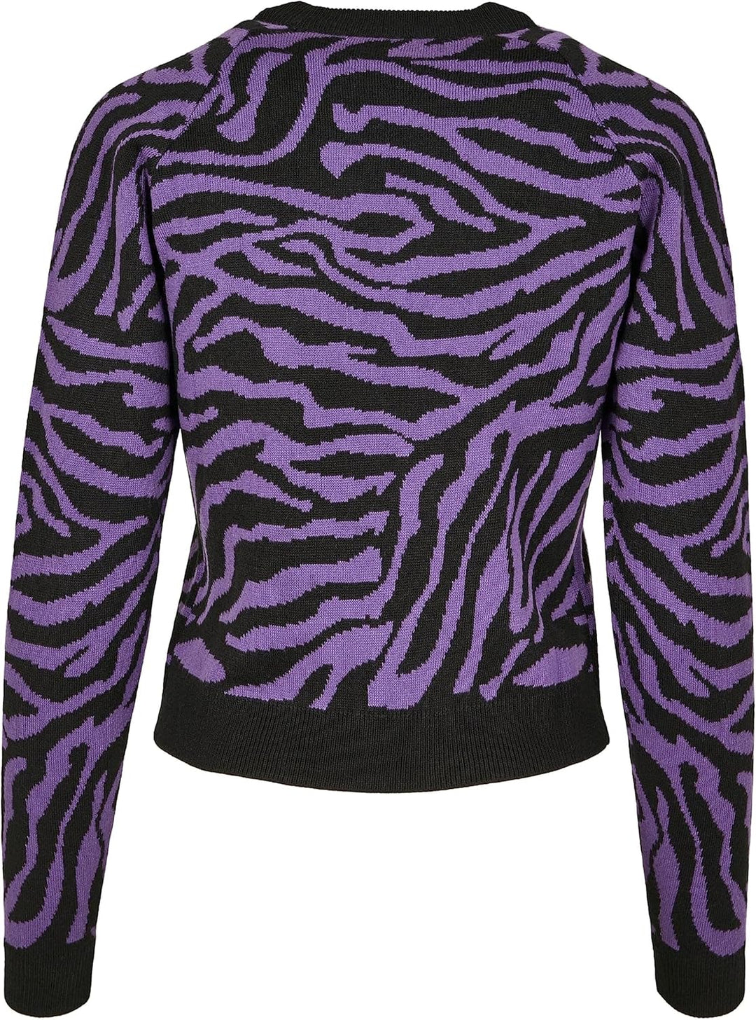 Urban Classics Damen Ladies Short Tiger Sweater Pullover, Mehrfarbig (Blk/Pur 00040), Small (Herstel