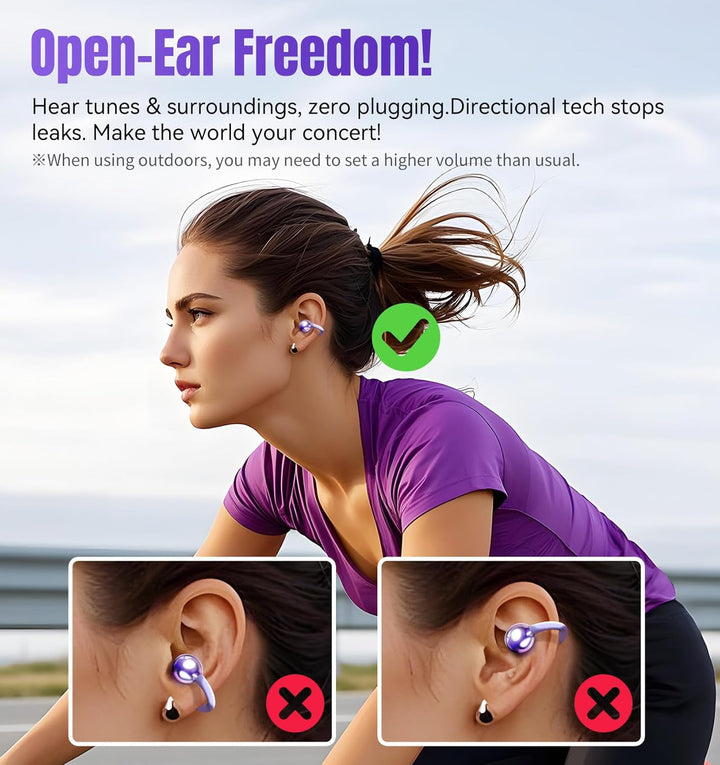 King Lucky Open-Ear-Kopfhörer Kabellos Bluetooth 6.0–Clip-On-Ohrhörer mit Mikrofon,50h Spielzeit,ENC