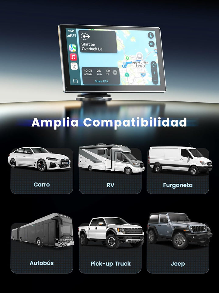 Carplay Display 9" - 4K-Dashcam & 1080P-Rückfahrkamera Drahtloses Tragbares für Apple Carplay & Andr