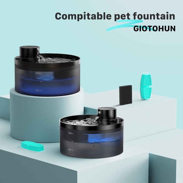 GIOTOHUN Katzenwasserbrunnenfilter: 12 Kohlefilter + 12 Schaumstofffilter – Haustier-Wasserbrunnenfi