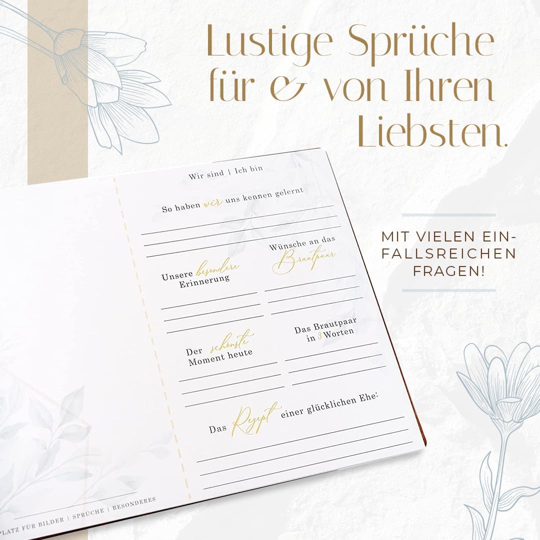 Hochzeitideal – Personalisierbares Gästebuch Hochzeit Leon E7 mit 40 Seiten I Hochzeit Gästebuch aus