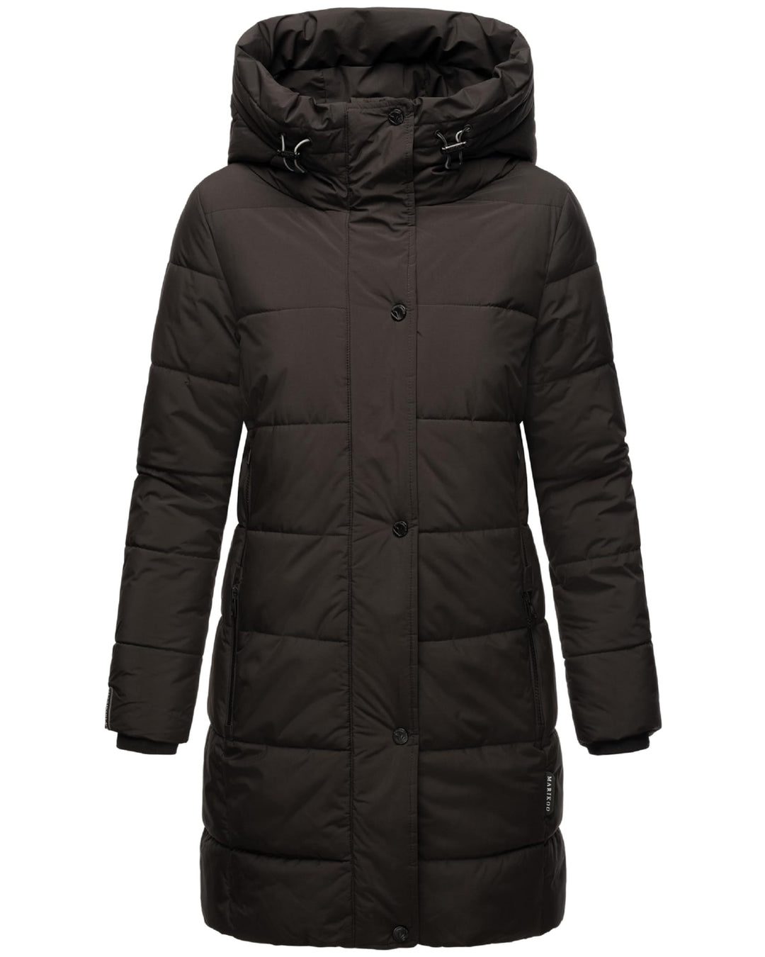 MARIKOO Damen Wintermantel Warmer Steppmantel lang mit Kapuze und hohem Kragen Karumikoo XVI XS-3XL,