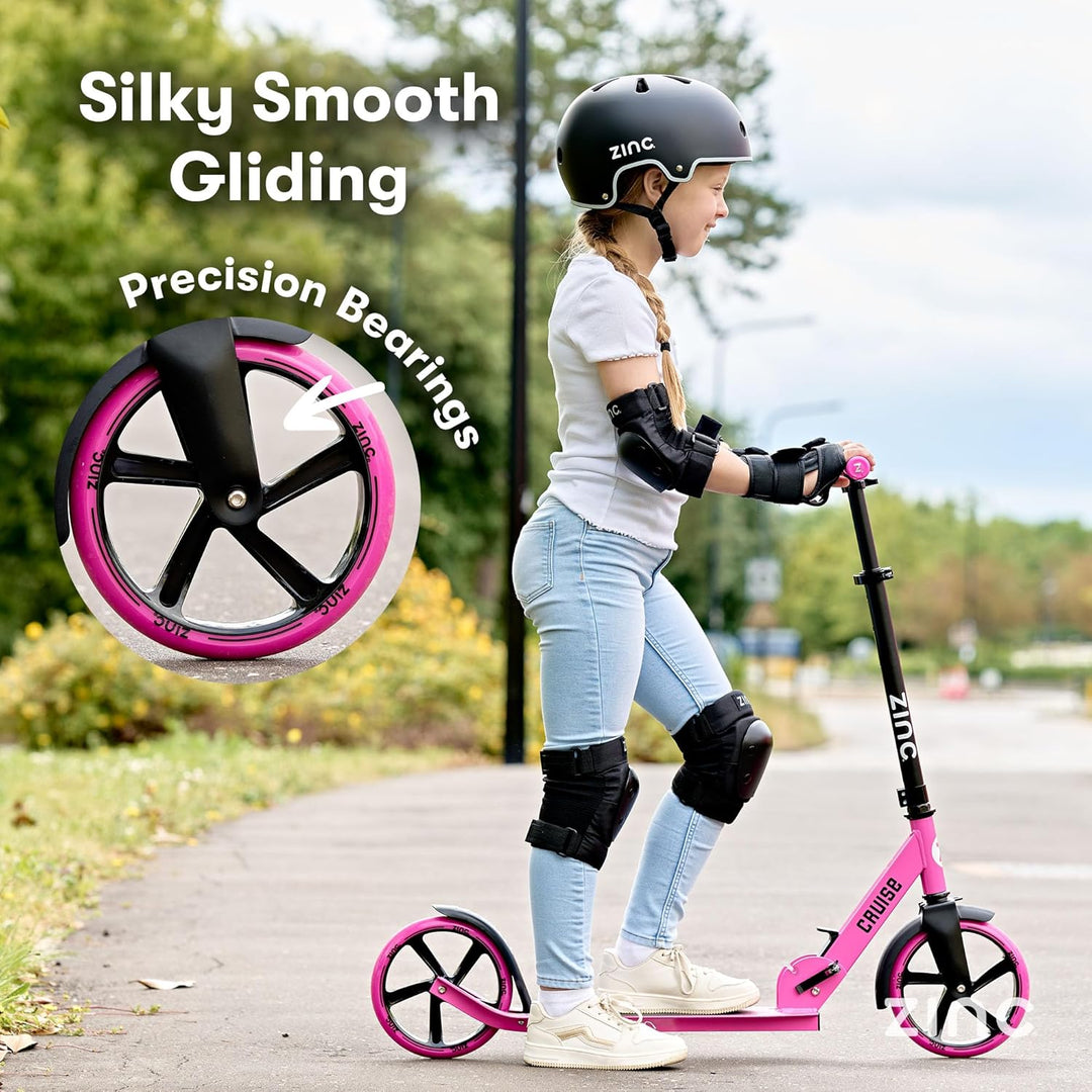 Zinc Kids Scooter - Big Wheel Kickscooter für Kinder ab 6 Jahren, Faltbarer 2-Rad-Roller mit 200 mm