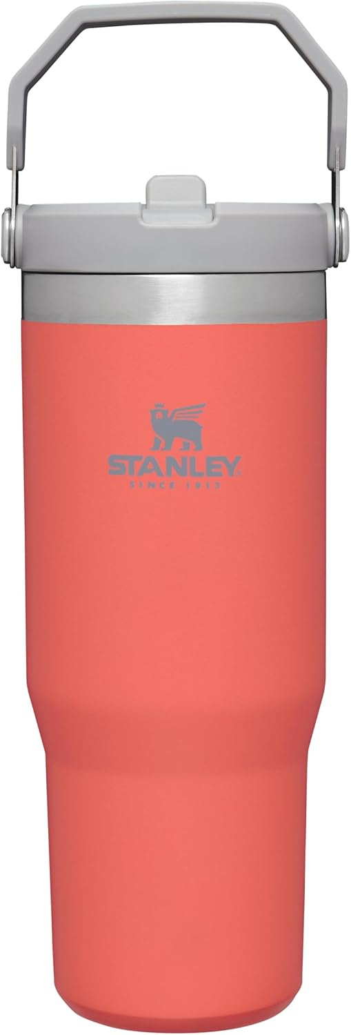 Stanley The IceFlow Flip Strohhalm Becher aus hochwertigem 18/8-Edelstahl, Farbe: Guava, Fassungsver