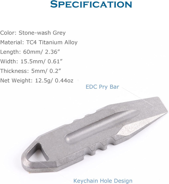 Hamans Tragbarer Mini-Schlüsselanhänger aus Titan, EDC (grau), Grau
