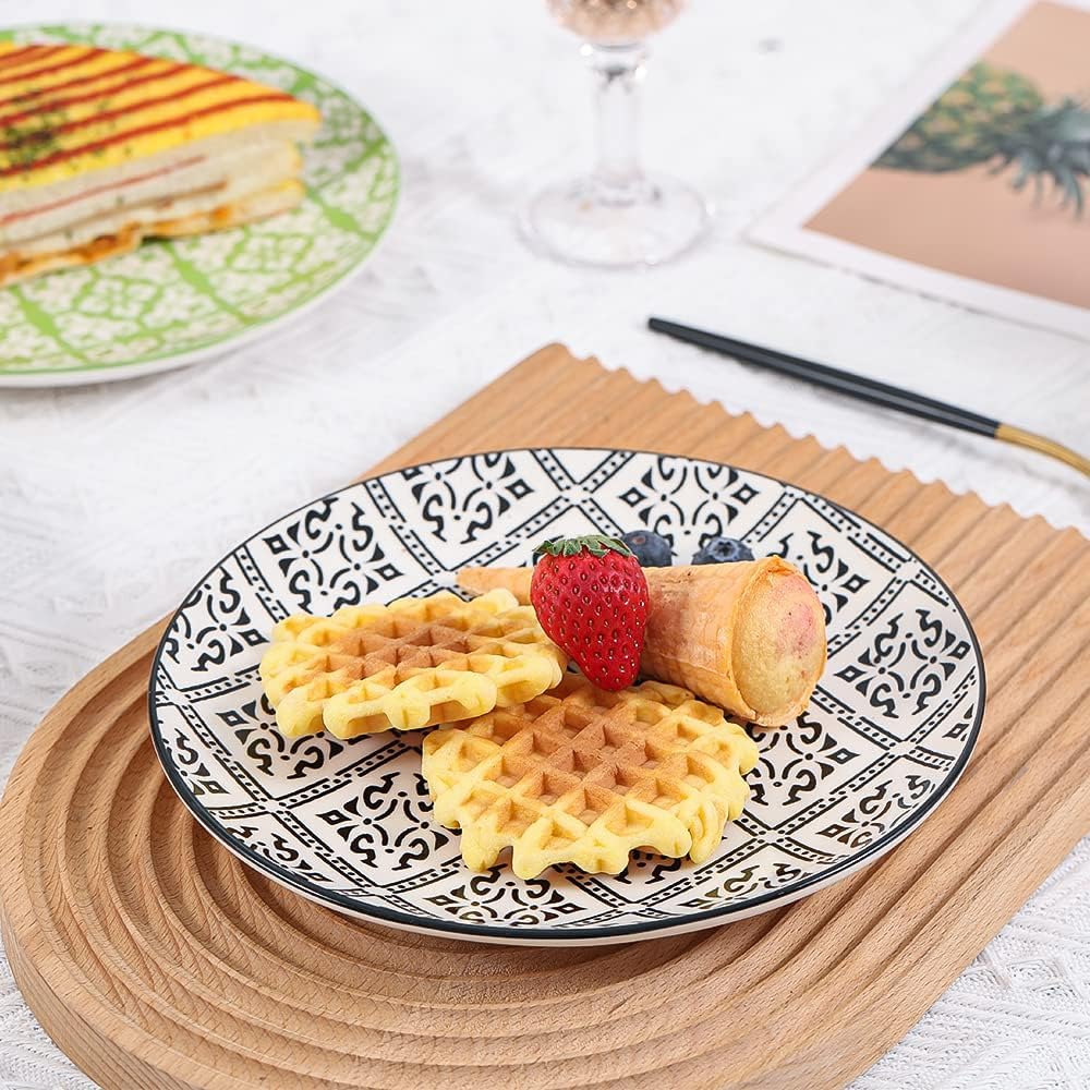 AHX Teller Set - Dessertteller Frühstücksteller- Flache Kuchenteller Salatteller 6er Set - Porzellan