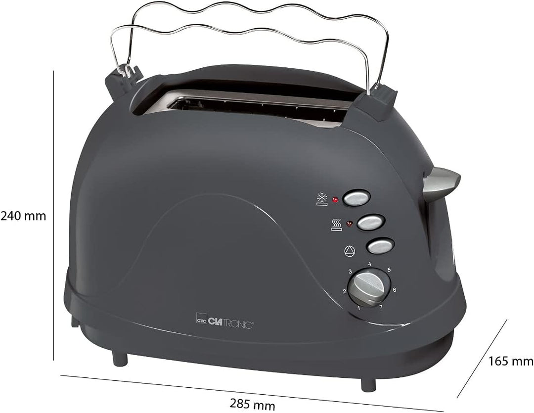 Clatronic® Toaster | 2-Scheiben-Toaster | integrierter Brötchenaufsatz | Aufwärm-, Auftau-, Schnells