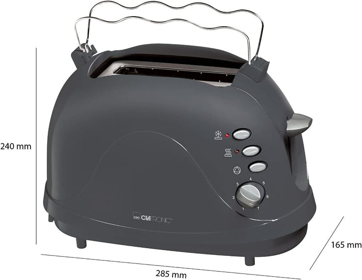 Clatronic® Toaster | 2-Scheiben-Toaster | integrierter Brötchenaufsatz | Aufwärm-, Auftau-, Schnells