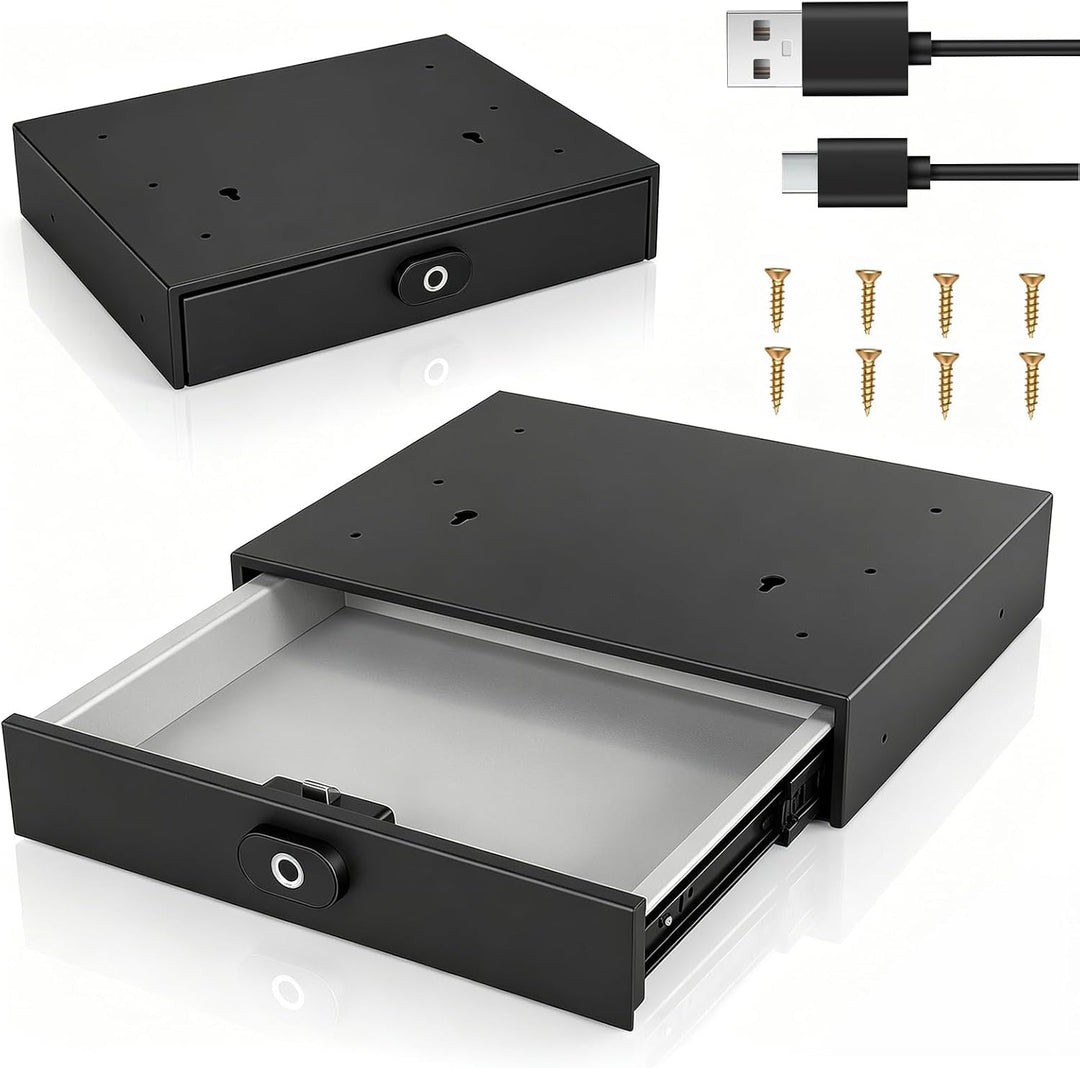 Versteckter Safe Tresor mit Fingerabdruck, Smart Untertisch-Schublade | mit USB-C Akku Automatischer
