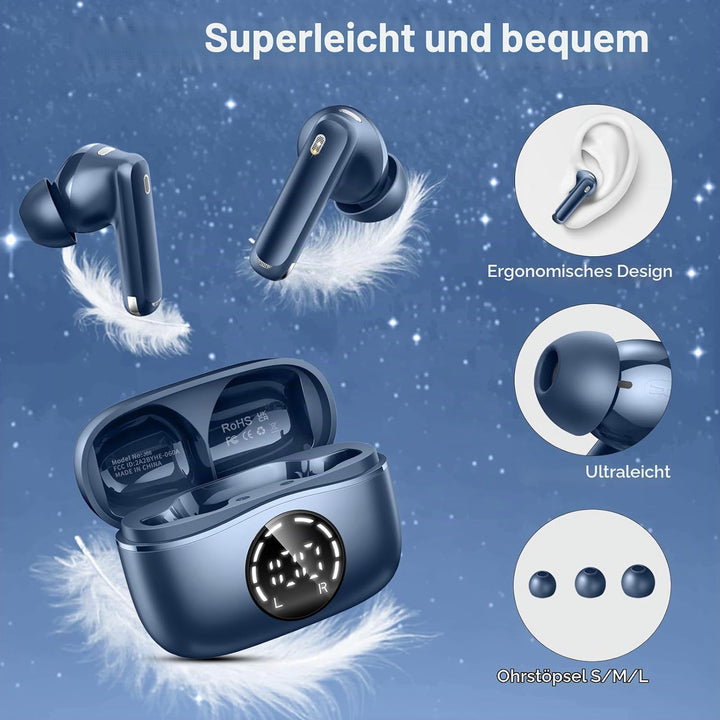 Donerton Bluetooth Kopfhörer, 50 Std Spielzeit In Ear Kopfhörer mit ENC Noise Cancelling, 2026 Kopfh