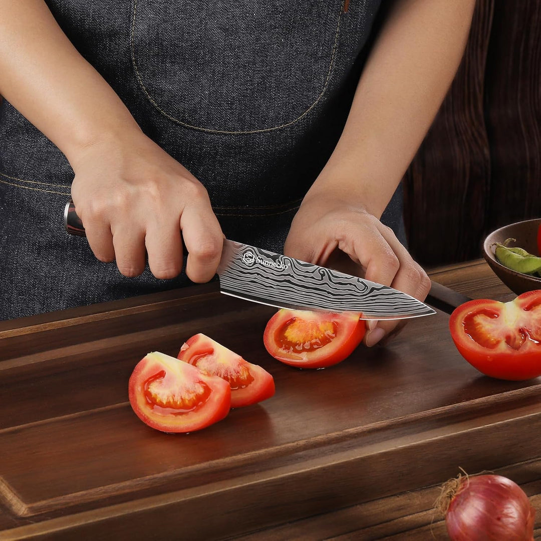 Sunnecko 14cm Küchenmesser Kochmesser Profi Messer - Klein Küchenmesser Edelstahl Fleischmesser mit