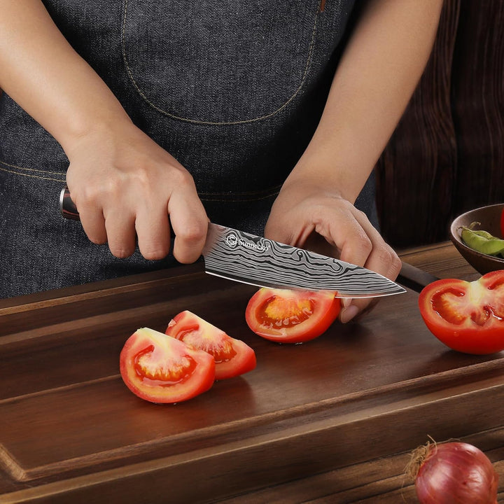 Sunnecko 14cm Küchenmesser Kochmesser Profi Messer - Klein Küchenmesser Edelstahl Fleischmesser mit
