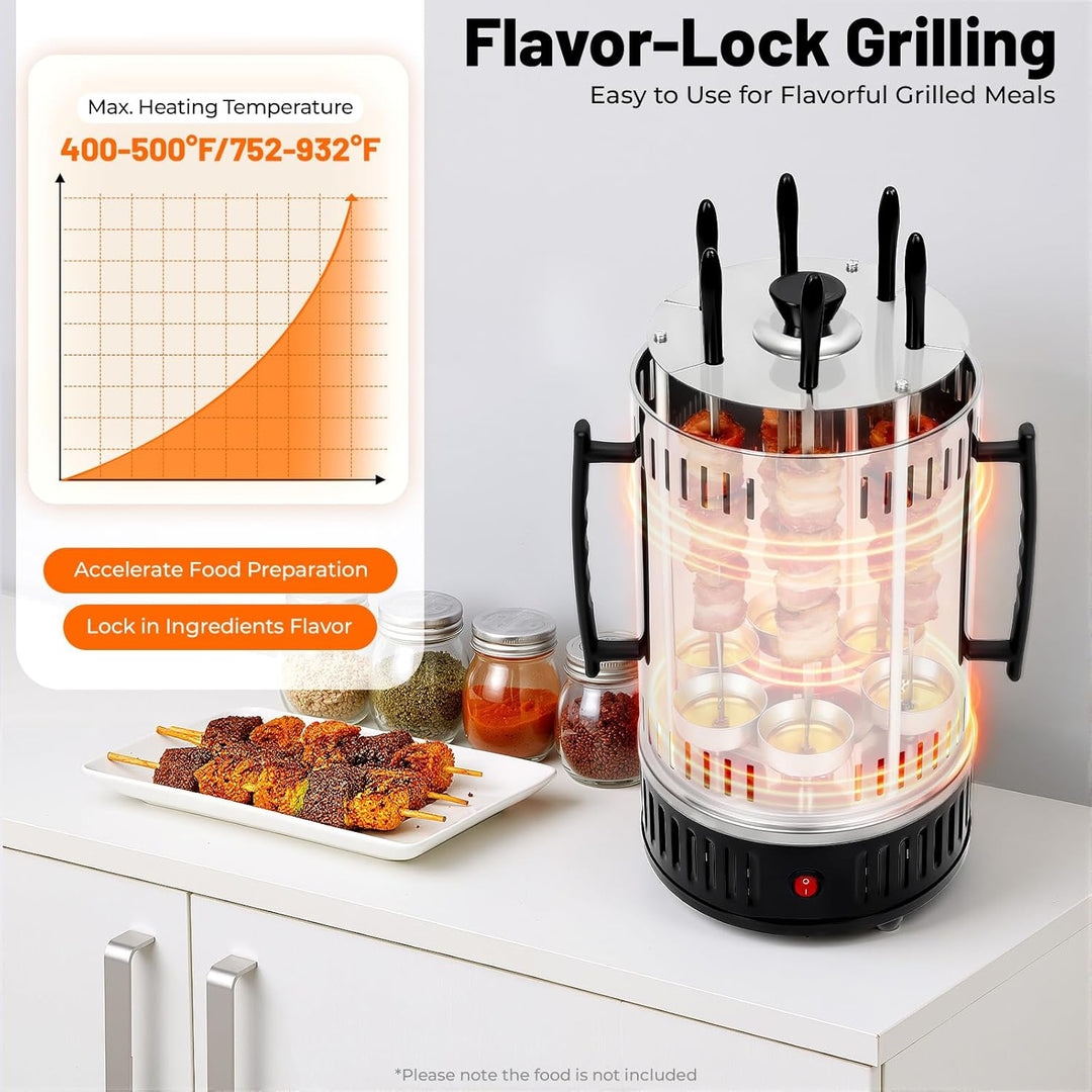 SICHENSH 1000W Vertikaler Elektrogrill, Vertikaler Elektrischer Grill, Elektrogrill Schaschlikgrill