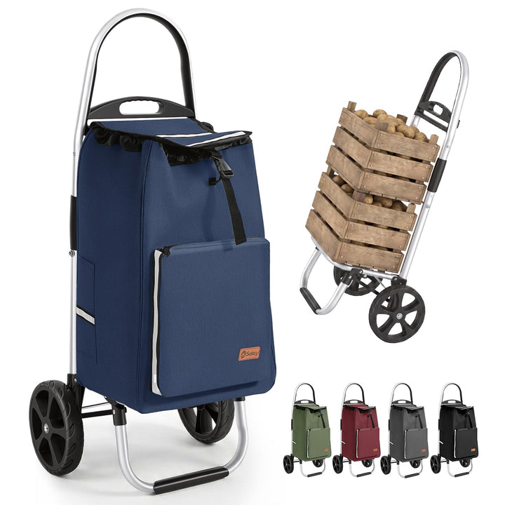 Sekey Einkaufstrolley klappbar, XXL Einkaufstasche mit Kühlfach, Faltbarer Einkaufswagen, Shopping T