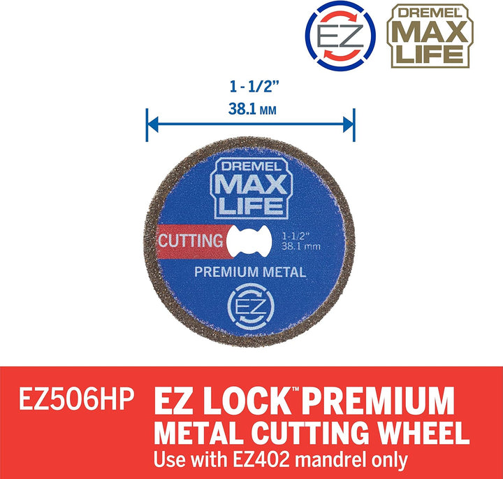 Dremel Max Life EZ506HP Hochleistungs-Metallschneidrad, 38,1 mm, Blau EZ Lock - Max Life Schneiden v