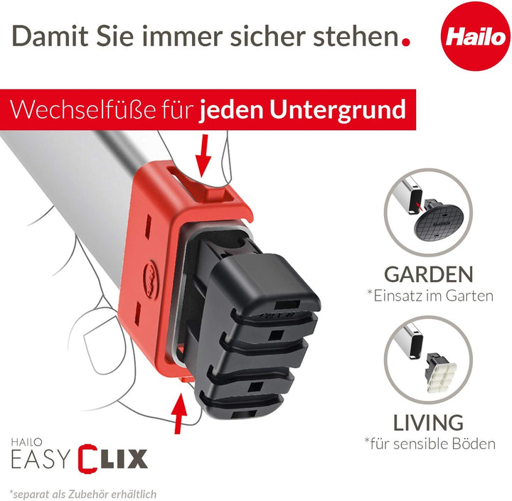 Hailo L80 ComfortLine Alu-Sicherheits-Stehleiter - klappbare Leiter mit 4 XXL Stufen und Ablageschal