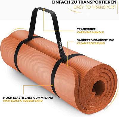 TRESKO Yogamatte Phthalatfrei - Gymnastikmatte rutschfest, Pilatesmatte Fitnessmatte mit Tragegurt,