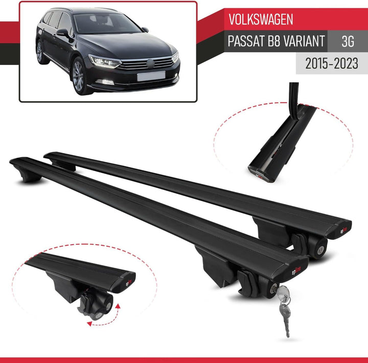 acpar Kompatibel mit VW Passat B8 Variant 2015-2023 Dachträger Hook Gepäckträger Relingträger mit Sc