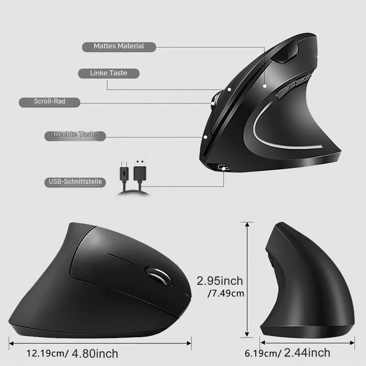 2.4G Wireless Vertikale Ergonomische, Wiederaufladbar, Optische Maus Vertical Ergonomic Optical Mous