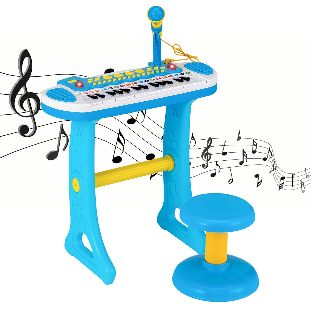 COSTWAY Kinder-Keyboard mit 31 Tasten, tragbares Musikinstrument mit Mehreren Sounds & Lichteffekten