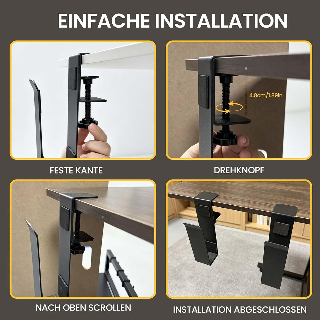 Verstellbarer Unter-Schreibtisch-Laptophalter, Metall Hängende Untershelf-Klemme, Bohrloser Laptop-O