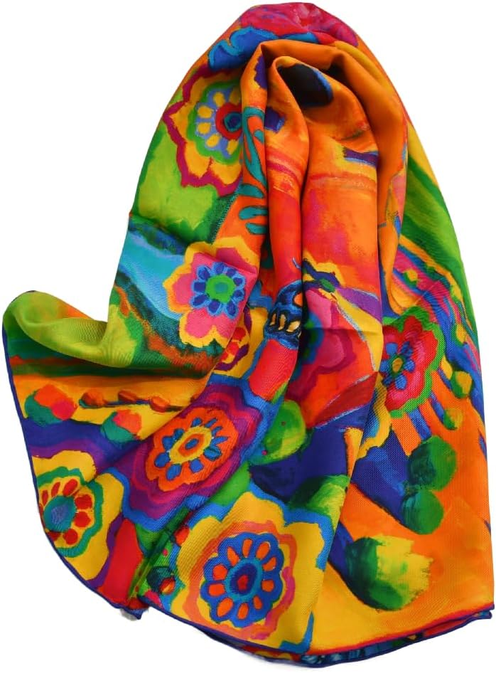 Prettystern Handrouliertes 100% Seide Malerei Satin Seidentuch für Damen 90/90 cm, 16mm schwere Twil