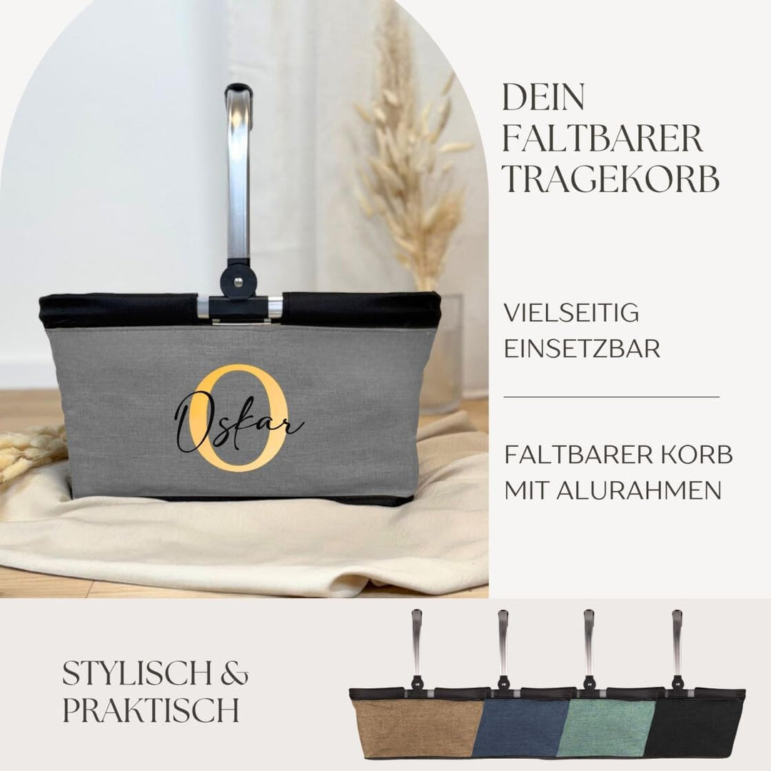 Einkaufskorb faltbar personalisiert, Einkaufstasche Buchstabe mit Name, Personalisiertes Geschenk Tr